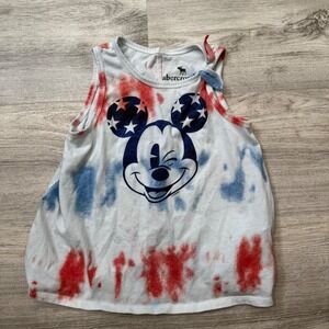 Abercrombie Kids Mickey Mouse‎ Tank Top Tie Dye Patriotic Red White Blue 5/6